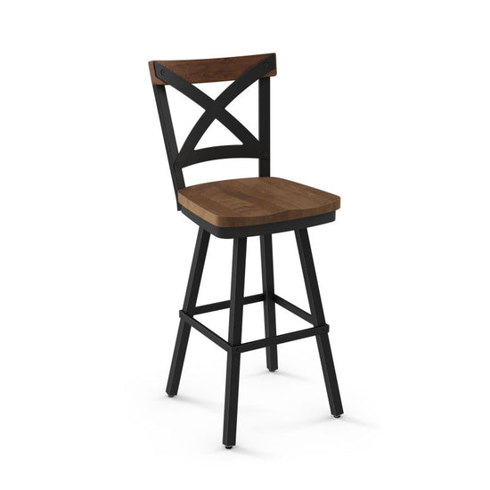 Snyder Swivel stool Bar height - wood seat and backrest