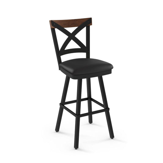 Snyder Swivel stool Counter height - upholstered seat wood backrest