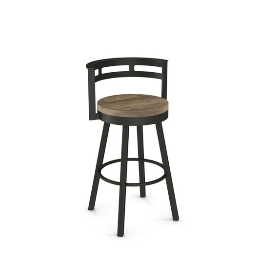 Render Swivel stool Bar height - wood seat metal backrest