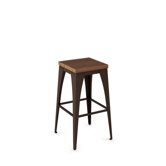 Upright Non Swivel stool Bar height - wood seat 