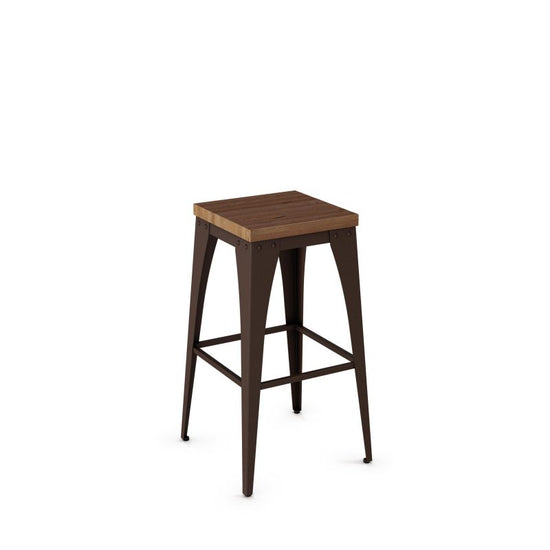 Upright Non Swivel stool Bar height - wood seat 