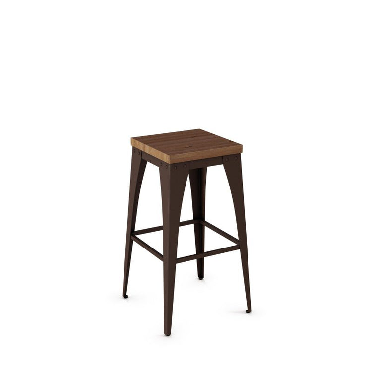 Upright Non Swivel stool Bar height - wood seat 