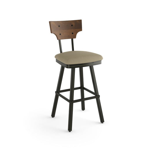 Gustavson Swivel stool Counter height - upholstered seat wood backrest