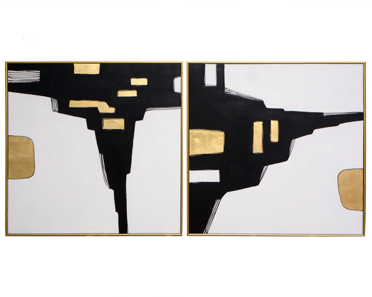 City Life (Set Of 2)  48" X 48"  Gold Floater Frame