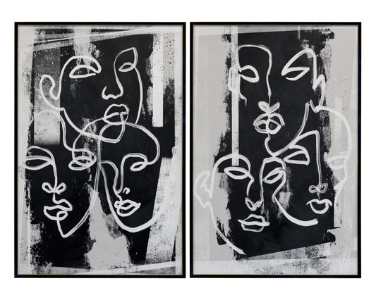 Face To Face (Set Of 2)  40" X 60"  Black Floater Frame