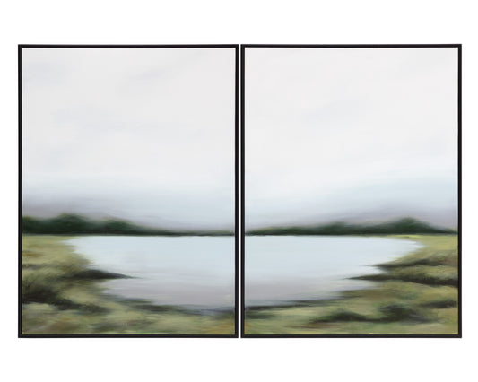 Lakeside Views (Set Of 2)  36" X 48"  Black Floater Frame