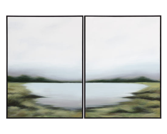 Lakeside Views (Set Of 2)  36" X 48"  Black Floater Frame