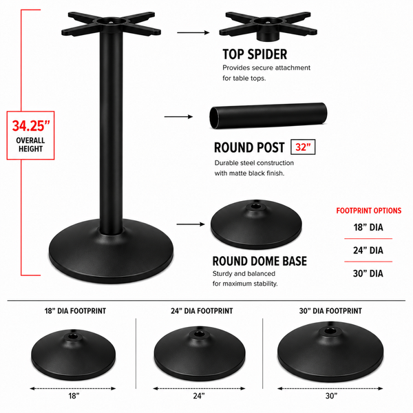Round Table Base - Domed Plate