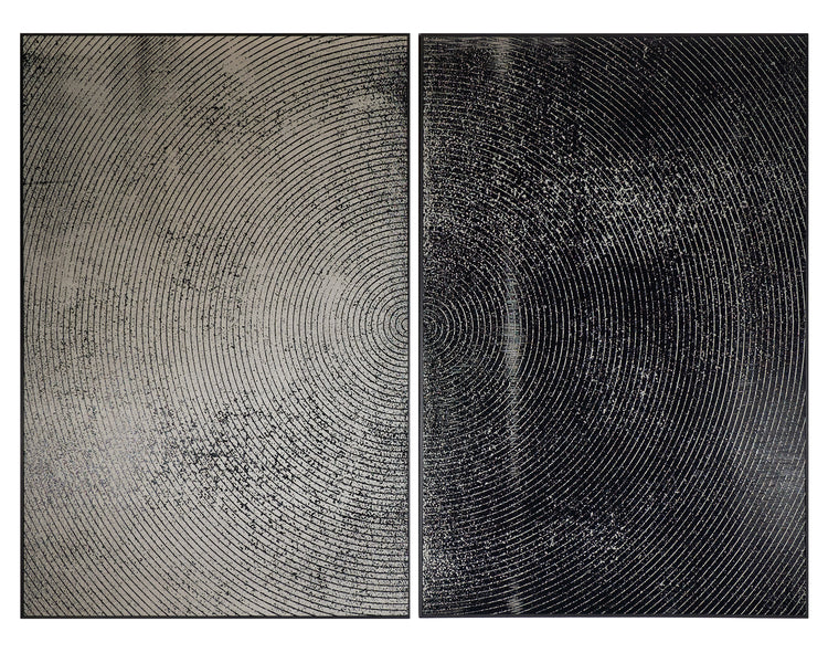 Opposites Attract (Set Of 2)  40" X 60"  Charcoal Floater Frame