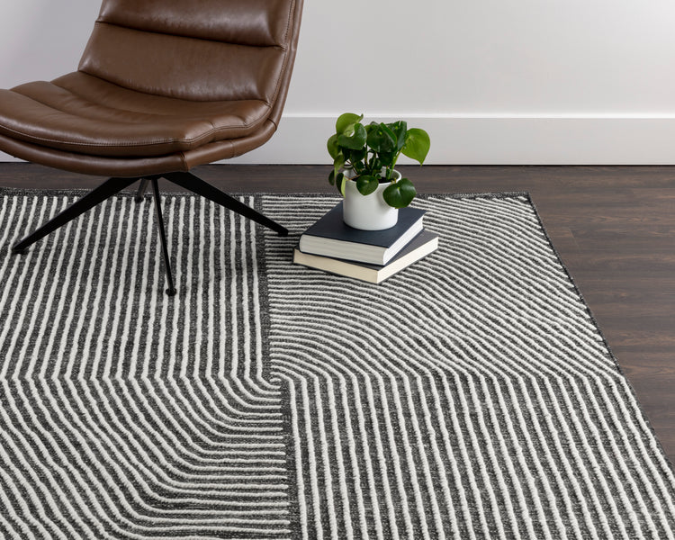 Serene Handwoven Rug  Black / White  5' X 8'