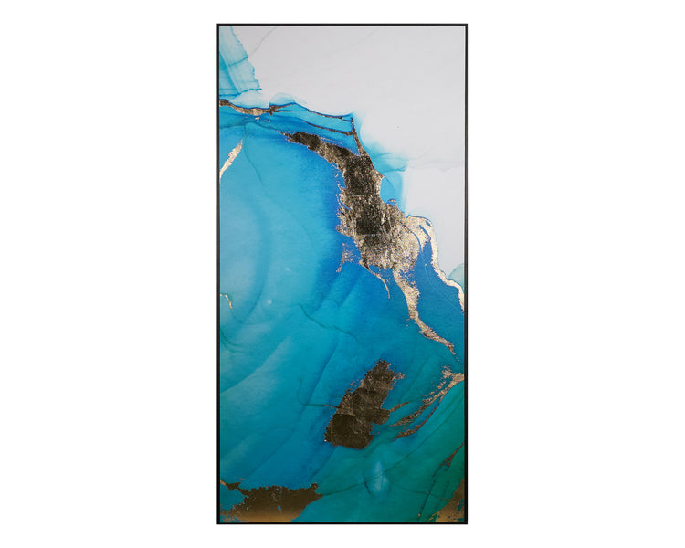 Blue Lagoon (Set Of 3)  30" X 60"  Charcoal Floater Frame