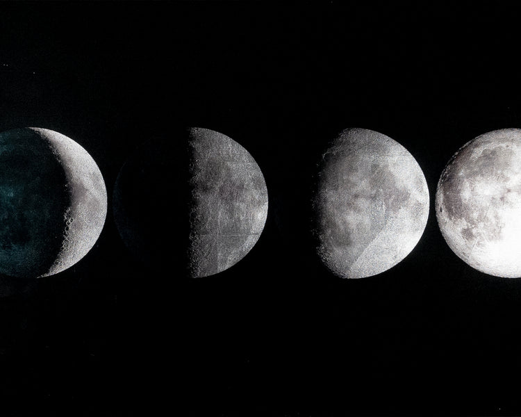 Moon Phases  72" X 30"  Charcoal Frame