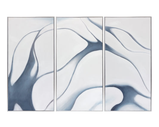 Meditation (Set Of 3)  30" X 60"  Silver Floater Frame