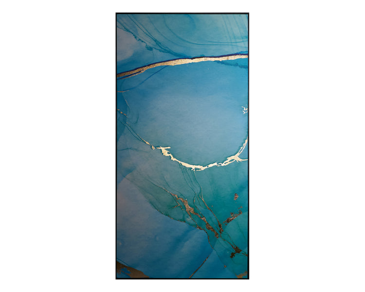 Blue Lagoon (Set Of 3)  30" X 60"  Charcoal Floater Frame