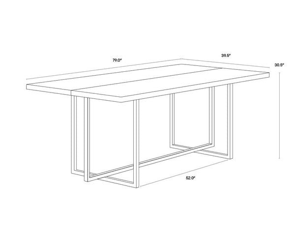 Jade Dining Table  Antique Brass - 79"