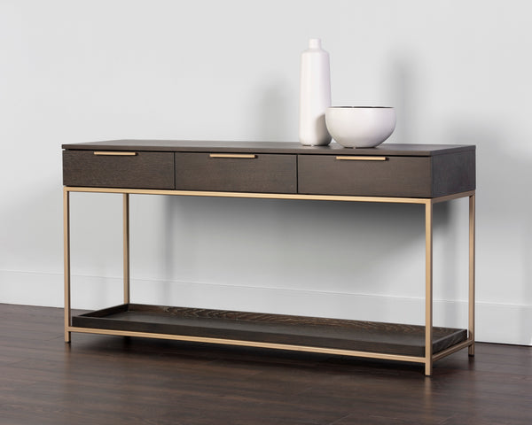Rebel Console Table With Drawers   Gold
