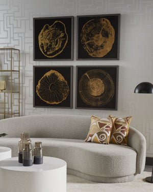 Time Lines (Set Of 4)  30" X 30"  Charcoal Frame