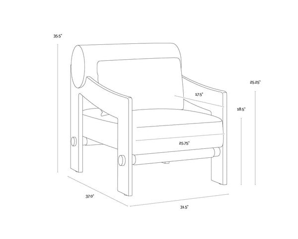 Reizo Lounge Chair  Distressed Brown