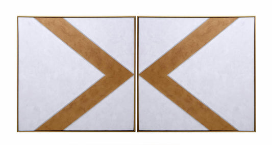 Chevrons (Set Of 2)  48" X 48"  Gold Floater Frame