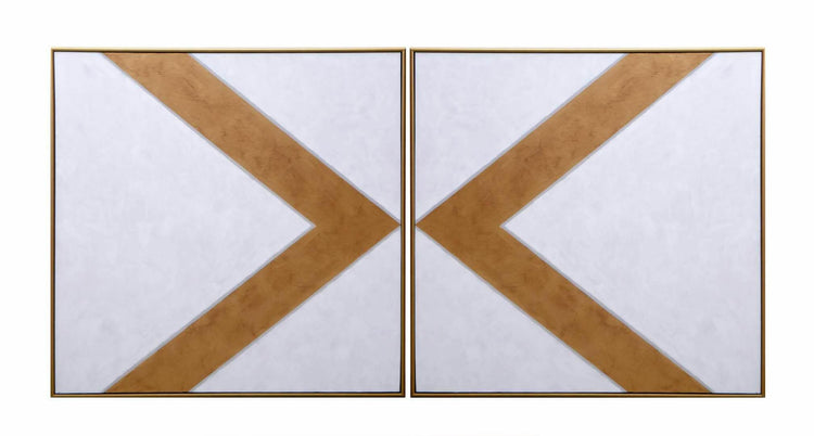 Chevrons (Set Of 2)  48" X 48"  Gold Floater Frame