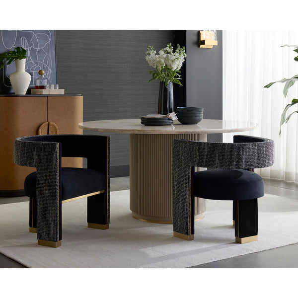 Adamina Dining Armchair - Abbington Black / Hobbes Night