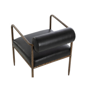 Ajani Dining Armchair - Charcoal Black Leather