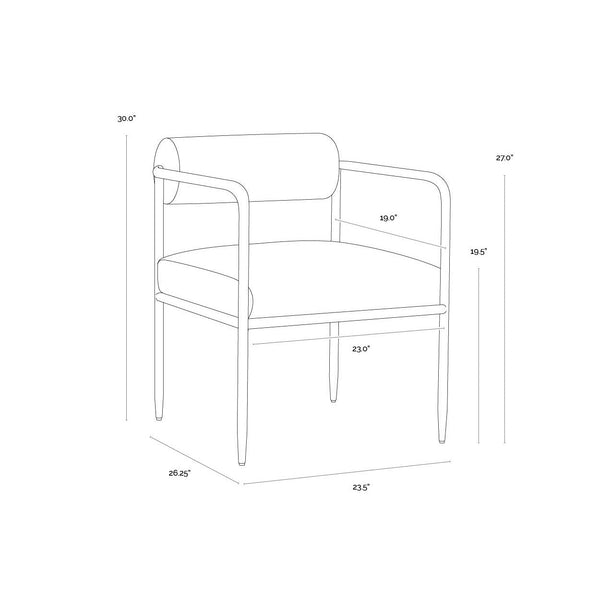 Ajani Dining Armchair - Charcoal Black Leather