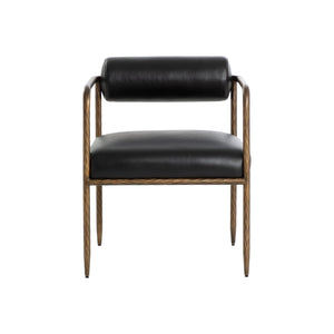 Ajani Dining Armchair - Charcoal Black Leather