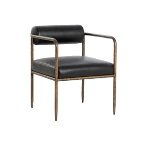 Ajani Dining Armchair - Charcoal Black Leather