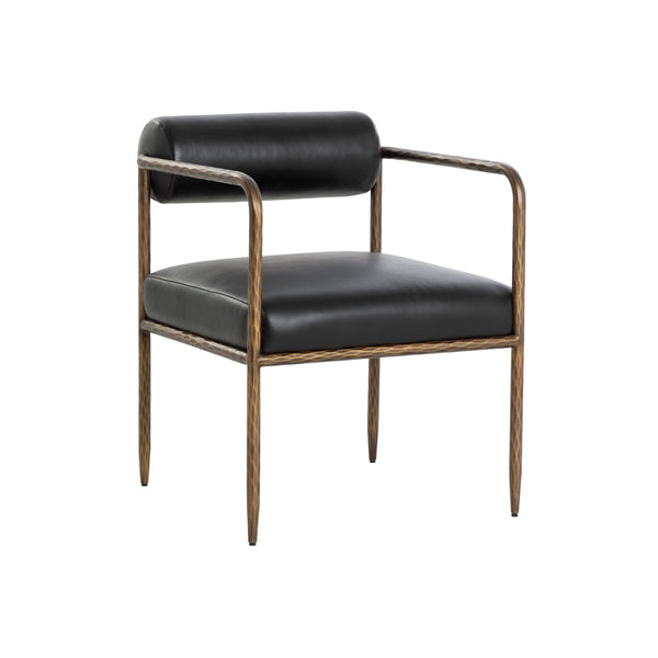 Ajani Dining Armchair - Charcoal Black Leather