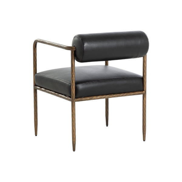 Ajani Dining Armchair - Charcoal Black Leather