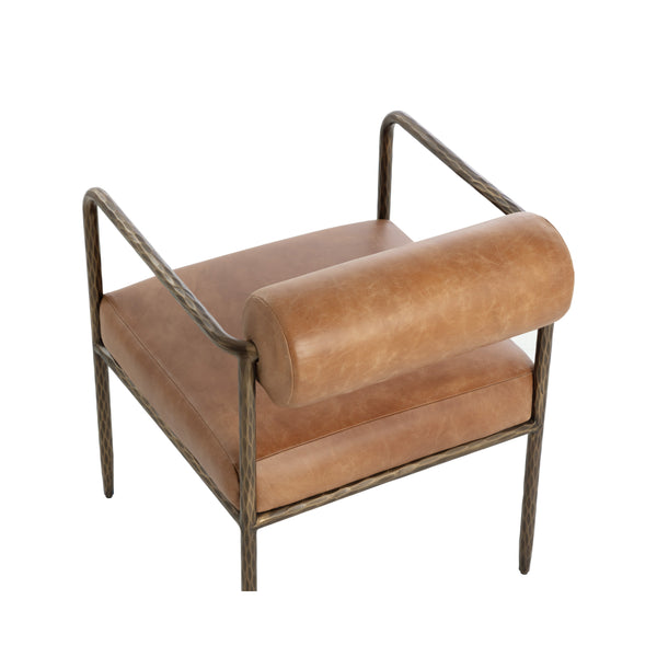 Ajani Dining Armchair - Tan Leather