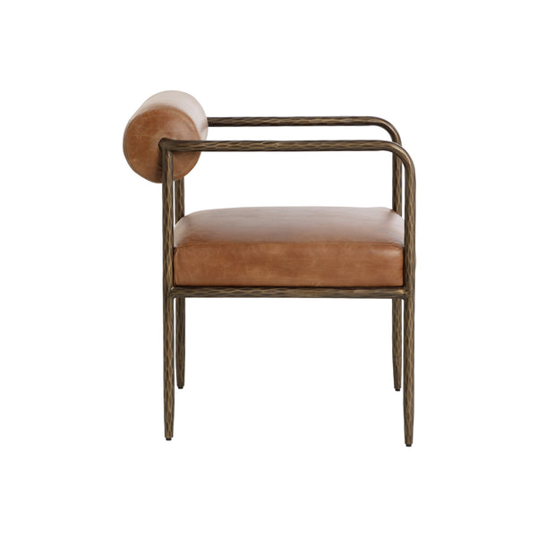 Ajani Dining Armchair - Tan Leather