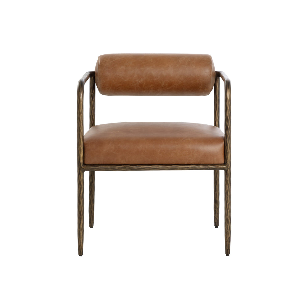 Ajani Dining Armchair - Tan Leather