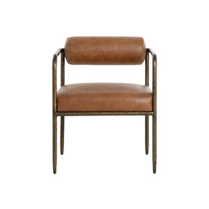 Ajani Dining Armchair - Tan Leather