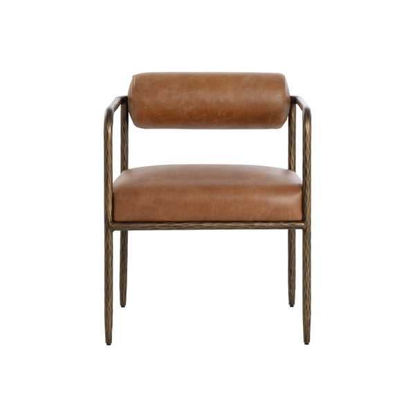 Ajani Dining Armchair - Tan Leather