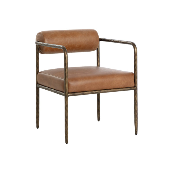 Ajani Dining Armchair - Tan Leather