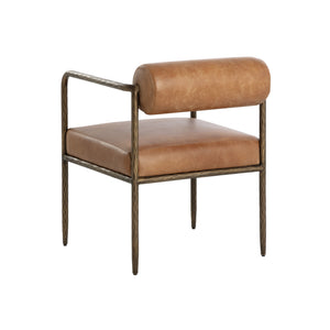Ajani Dining Armchair - Tan Leather