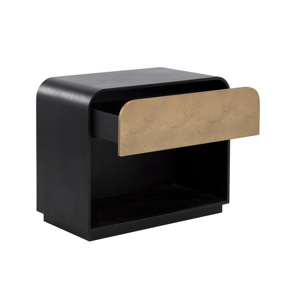 Algarve Nightstand - Black / Champagne Gold