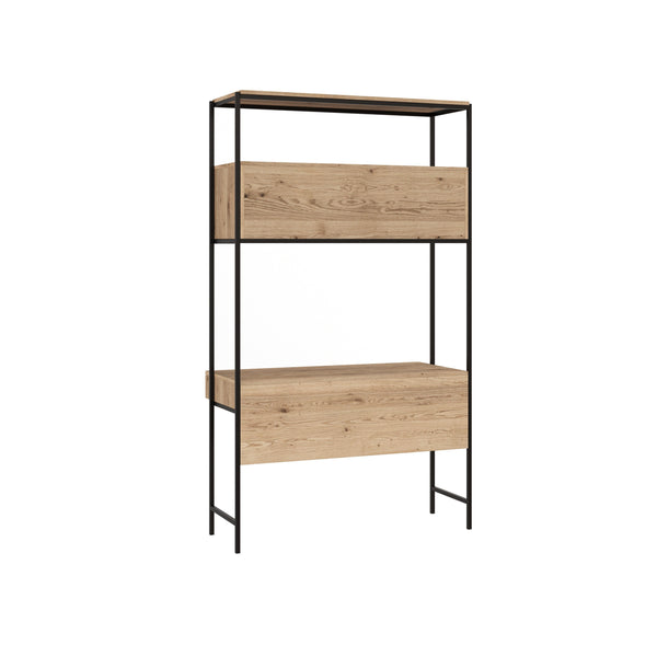 Ambrose Modular Wall Desk - Rustic Oak - Black