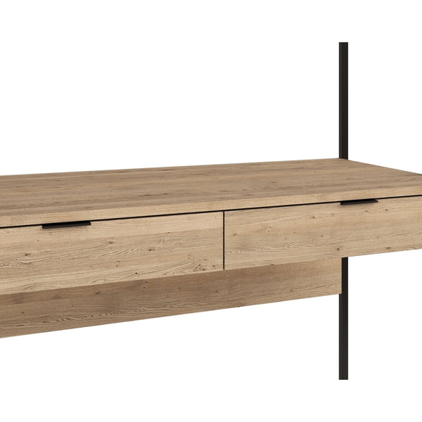 Ambrose Modular Wall Desk - Rustic Oak - Black