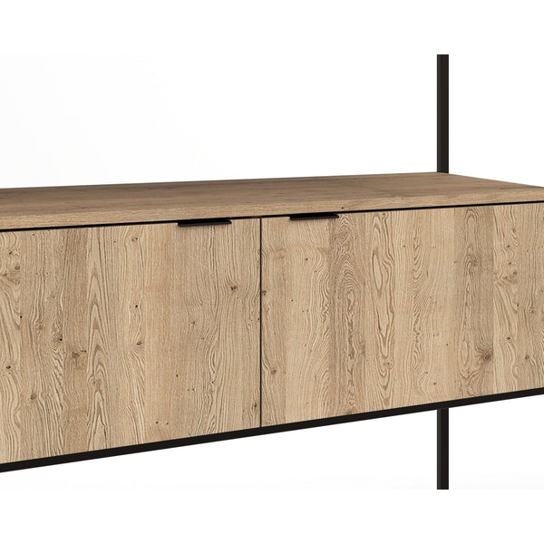 Rustic Modular Desk Ambrose Modular Wall Desk - Rustic Oak - Black