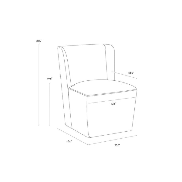 Amita Wheeled Dining Chair - Tobacco Tan