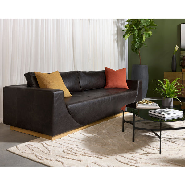 Anakin Sofa - Light Oak - Tuscany Warm Black Leather
