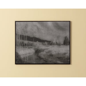 Antique Landscape - 50" X 35" - Brown Floater Frame