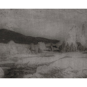 Antique Landscape - 50" X 35" - Brown Floater Frame