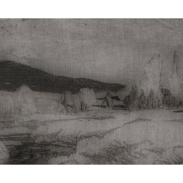 Antique Landscape - 50" X 35" - Brown Floater Frame