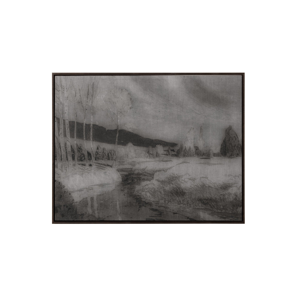 Antique Landscape - 50" X 35" - Brown Floater Frame