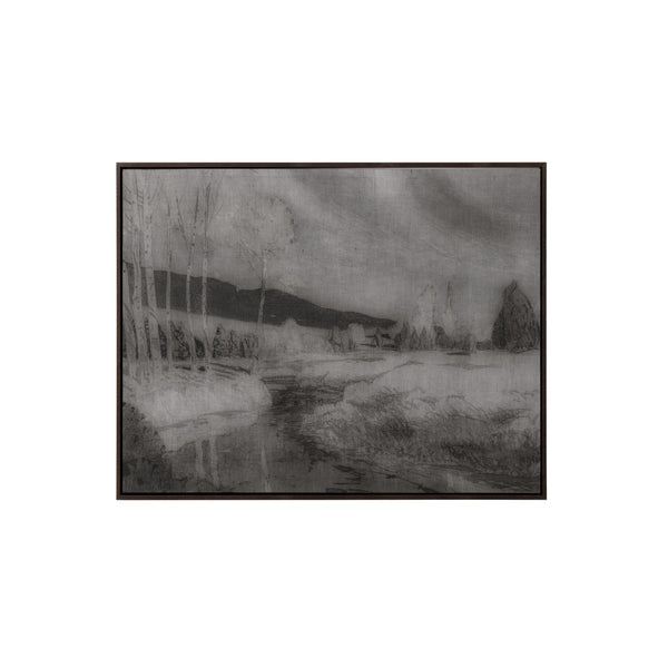 Antique Landscape - 50" X 35" - Brown Floater Frame