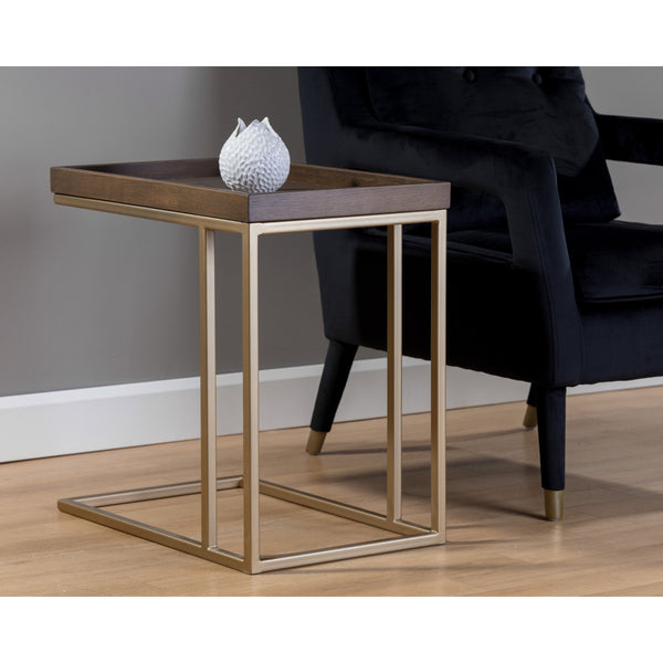 Arden C Shaped Side Table - Gold - Raw Umber